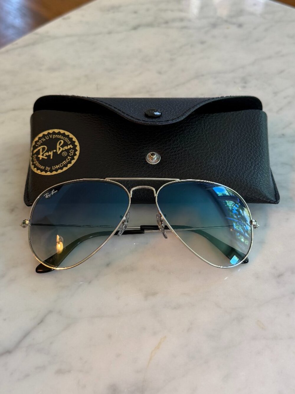 Ray Ban Silver Aviator Gradient 58mm